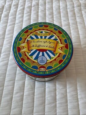 Dolce & Gabbana Tin with Bright Yellow, Blue, Red & Green Graphic Lid